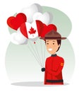 canadian policeman with heart balloons flag decoration