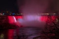 Canadian Falls at Niagara Lit in Red and White