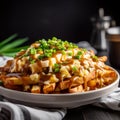 Canadian Poutine in a Cozy and Inviting Bar Scene