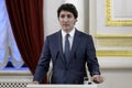 Canadian Prime Minister Justin Trudeau is attending a joint press conference with Ukraine's President Volodymyr