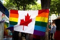 Canadian rainbow flag during gay pride