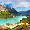 Canadian Rockies and Lake, Banff NP, Sunrise Scenery Royalty Free Stock Photo