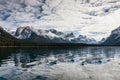 Canadian Rockies reflection on Maligne lake in Jasper national park, AB, Canada Royalty Free Stock Photo