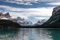 Canadian Rockies reflection on Maligne lake in Jasper national park, AB, Canada Royalty Free Stock Photo