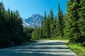 Canadian Rockies rural road landscape. Jasper National Park beautiful nature scenery. Alberta, Canada. Royalty Free Stock Photo