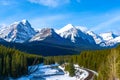 Canadian Rockies in the Winter at Morant\'s Curve in Banff National Park