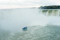 Canadian side of Niagara Falls in autumn. ship with tourists Royalty Free Stock Photo