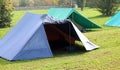 canadian tents on the camp site of boyscout in morning