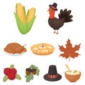 Canadian Thanksgiving Day set icons in cartoon style. Big collection of canadian Thanksgiving Day vector symbol stock Royalty Free Stock Photo