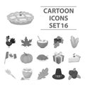 Canadian Thanksgiving Day set icons in monochrome style. Big collection of canadian Thanksgiving Day vector symbol stock Royalty Free Stock Photo