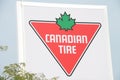 tor, canada - July 26, 2023: canadian tire logo store sign by road save up to 75 percent on select items. P