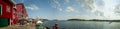 Canadian Tourist Town Lunenburg Water Front Panorama Nova Scotia New Germany under Blue Skies