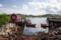 Canadian Tourist Town Lunenburg Water Front Panoramia Nova Scotia New Germany under Blue Skies