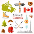 Canadian travel banner. Vector flat style flyer design. Royalty Free Stock Photo