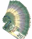 Canadian Twenty dollar bills Royalty Free Stock Photo