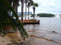 Canaima lagoon in front the waterfalls Royalty Free Stock Photo