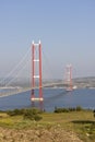 1915 Canakkale Bridge aerial view in Canakkale, Turkey. World\'s longest suspension bridge opened in Turkey. Turkish: 1915