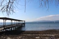 Sea calm skies and docks Royalty Free Stock Photo