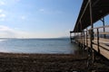 Sea calm skies and docks Royalty Free Stock Photo