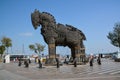 CANAKKALE, TURKEY - AUGUST 14, 2017: Replica of The Trojan Horse in the city of Canakkale, Turkey