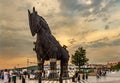 Symbolic wooden Trojan Horse statue in Canakkale city center. Turkey