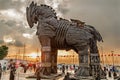 Symbolic wooden Trojan Horse statue in Canakkale city center. Turkey