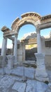 Ruin and wooden horse of Troy where Greek