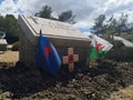 Hill 10 Cemetery, Royal Welch Fusiliers and Wales Flag. the Gallipoli Campaign.