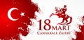 Canakkale zaferi 18 Mart. Translation: Turkish national holiday of March 18, 1915 day the Ottomans Canakkale Victory