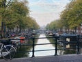 Canal in Amsterdam in the morning Royalty Free Stock Photo