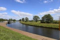 Canal Apeldoorns Kanaal along dike at Hattem Royalty Free Stock Photo