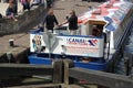 Canal barge in lock