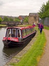 Canal barge moored near Blackburn Royalty Free Stock Photo