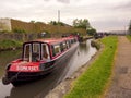 Canal barge moored near Blackburn