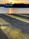 Canal barge sunset Royalty Free Stock Photo