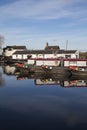 Canal Barges and buildings at Norbury Junction in Shropshire, United Kingdom