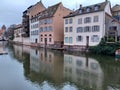 Canal and beautiful architecture in the center of Strasbourg, capital of the Alsace region in France