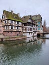 Canal and beautiful architecture in the center of Strasbourg, capital of the Alsace region in France