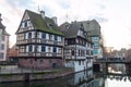 Canal and beautiful architecture in the center of Strasbourg, capital of the Alsace region in France