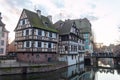 Canal and beautiful architecture in the center of Strasbourg, capital of the Alsace region in France