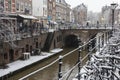 Canal Bikes in Winter in Utrecht Royalty Free Stock Photo