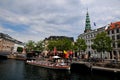 CANAL BOAT CRUSING IN COPENHAGEN DENMARK Royalty Free Stock Photo