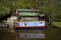 Canal boat at private mooring Royalty Free Stock Photo