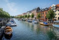 Canal and boats in Christianshavn - Copenhagen, Denmark Royalty Free Stock Photo