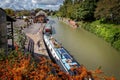 Canal Boats moored at Devizes Wharf on the Kennet and Avon Canal in Devizes, Wiltshire, UK Royalty Free Stock Photo