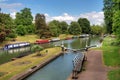 Canal boats on river