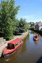 Canal boats, on waterway, Skipton, North Yorkshire