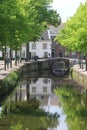 Canal,bridge and ancient houses,Amersfoort, Netherlands Royalty Free Stock Photo