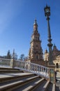 Beside a canal bridge at Plaza de Espana, Seville, Spain Royalty Free Stock Photo