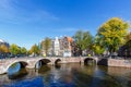 Canal and bridges traditional Dutch houses at Keizersgracht in Amsterdam, Netherlands